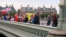 Londoners gather on Westminster Bridge for Clap for Carers