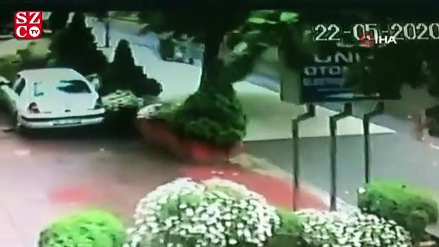 Kadıköy’de fırtına nedeniyle ağacın devrilme anı kamerada