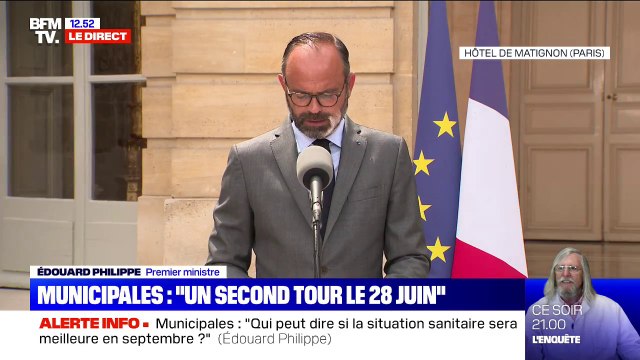 Édouard Philippe: Le choix du second tour des municipales le 28 juin prochain est réversible