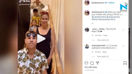 Watch: David Warner brings his mother for 'banana drop'  challenge