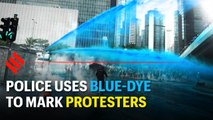 Hong Kong police sprayed blue dye on protesters to mark them for arrests