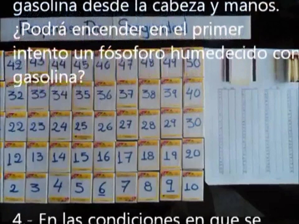 Experimento probabilístico  FÓSFORO humedecido  con GASOLINA