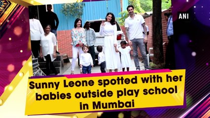 Sunny Leone spotted with her babies outside play school in Mumbai