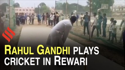 Watch: Rahul Gandhi plays cricket in Rewari after chopper makes emergency landing