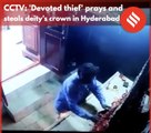 CCTV: Thief steals deity's crown in Hyderabad temple