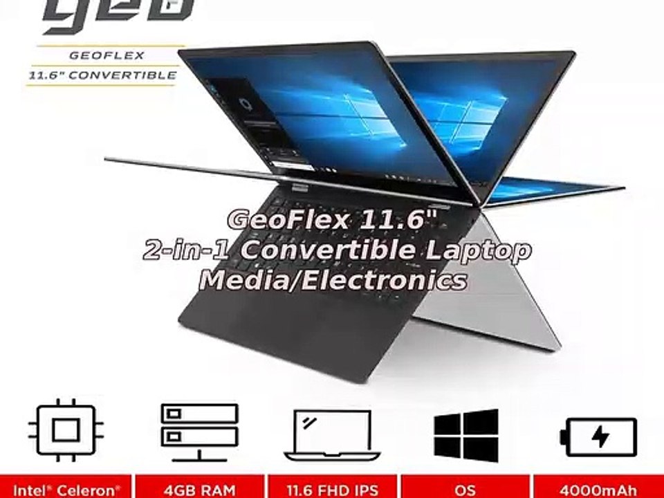 GeoFlex 11.6" 2-in-1 Convertible Laptop with Touchscreen Intel Celeron 64GB eMMC