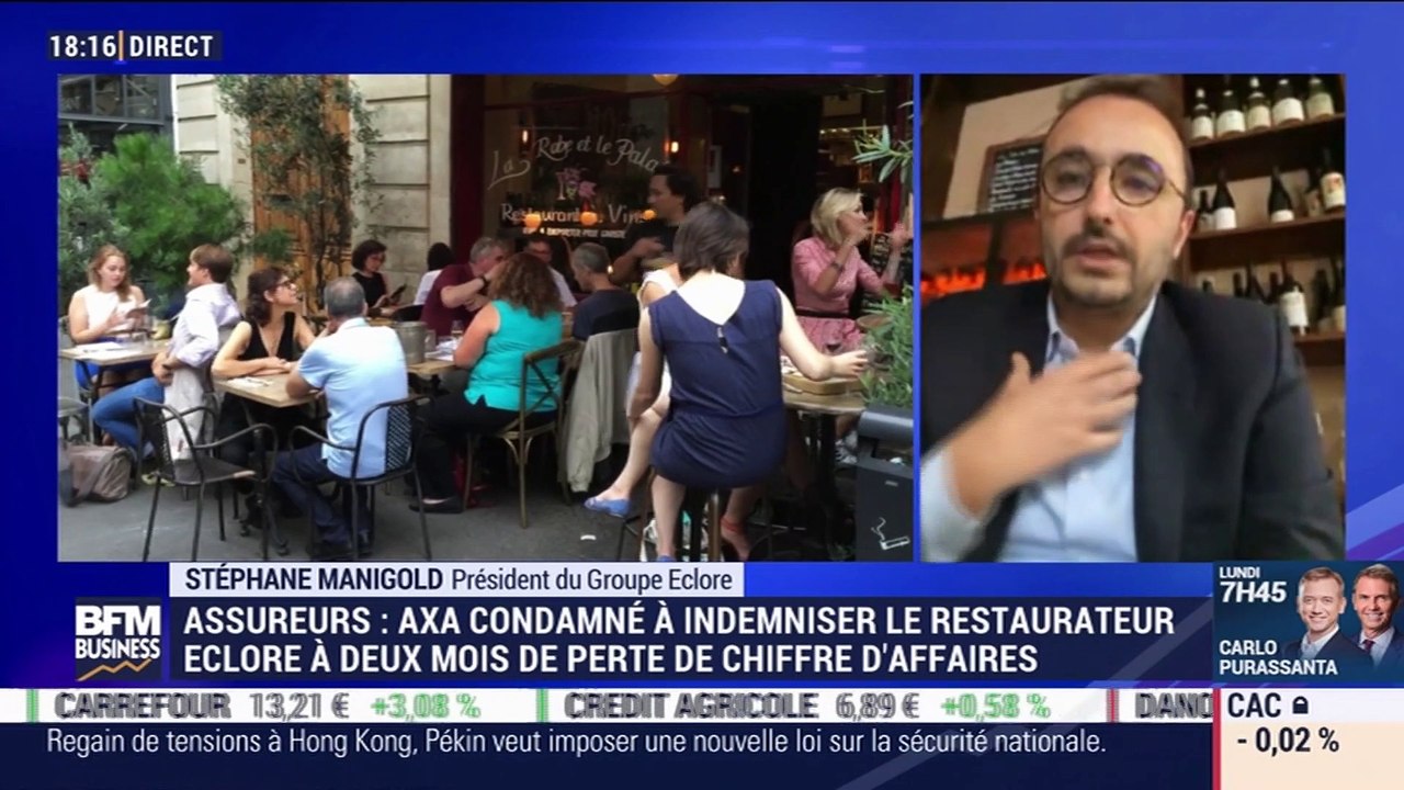Assureurs : Axa condamné à indemniser le restaurateur Eclore à deux mois de perte de chiffre d'affaires - 22/05