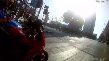 Moped Close Call After Running Red Light