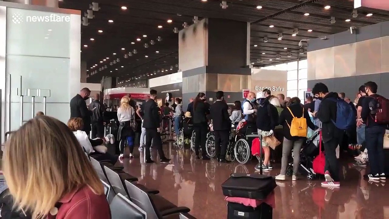 Crowded airport in Brazil raises concerns amid coronavirus pandemic