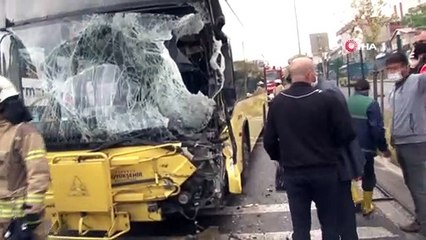 Pendik’te İETT otobüsü sulama aracına çarptı
