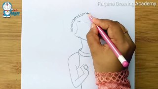 How to draw a girl with umbrella -  step by step _ Pencil Sketch
