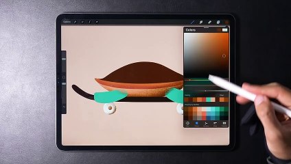 Skating Turtle - iPad Pro Drawing