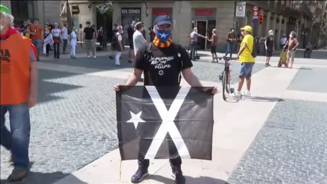 Manifestación en Barcelona en defensa de los derechos fundamentales durante la pandemia