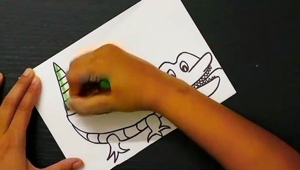 How to Draw an Alligator with Capital letter A step-by-step for beginners & kids | A for Alligator