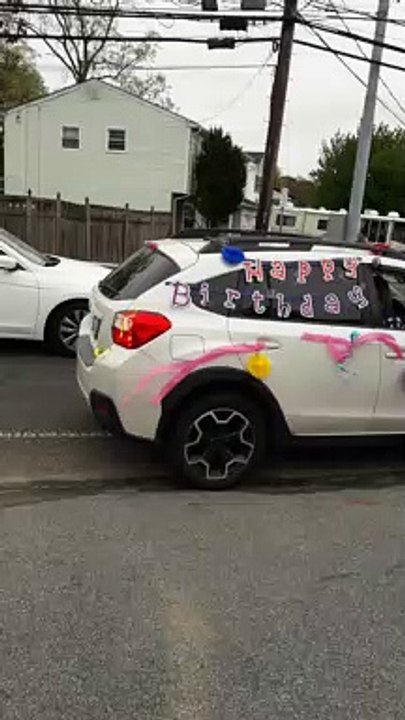 Never too old to enjoy your birthday!  Birthday parade for my 56 year old husband