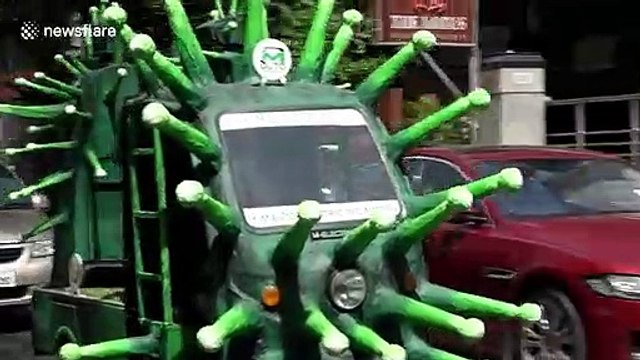 Coronavirus-shaped robots deployed in India to disinfect streets