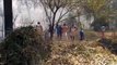 महेवा ब्लाक क्षेत्र के ग्राम बस्ती में बाग में लगी आग