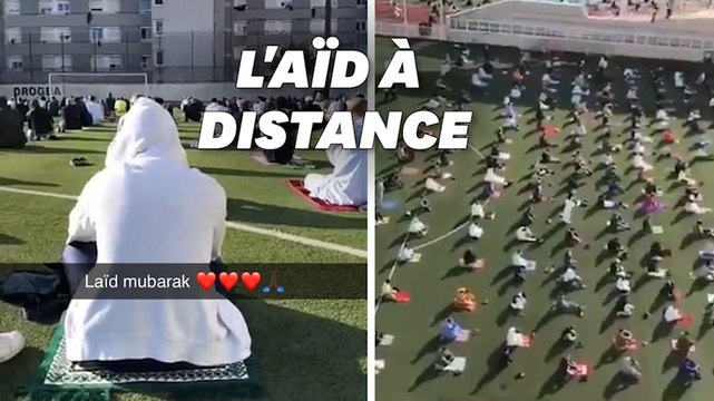 Une prière pour l'Aïd dans un stade de Levallois-Perret avec les gestes barrière