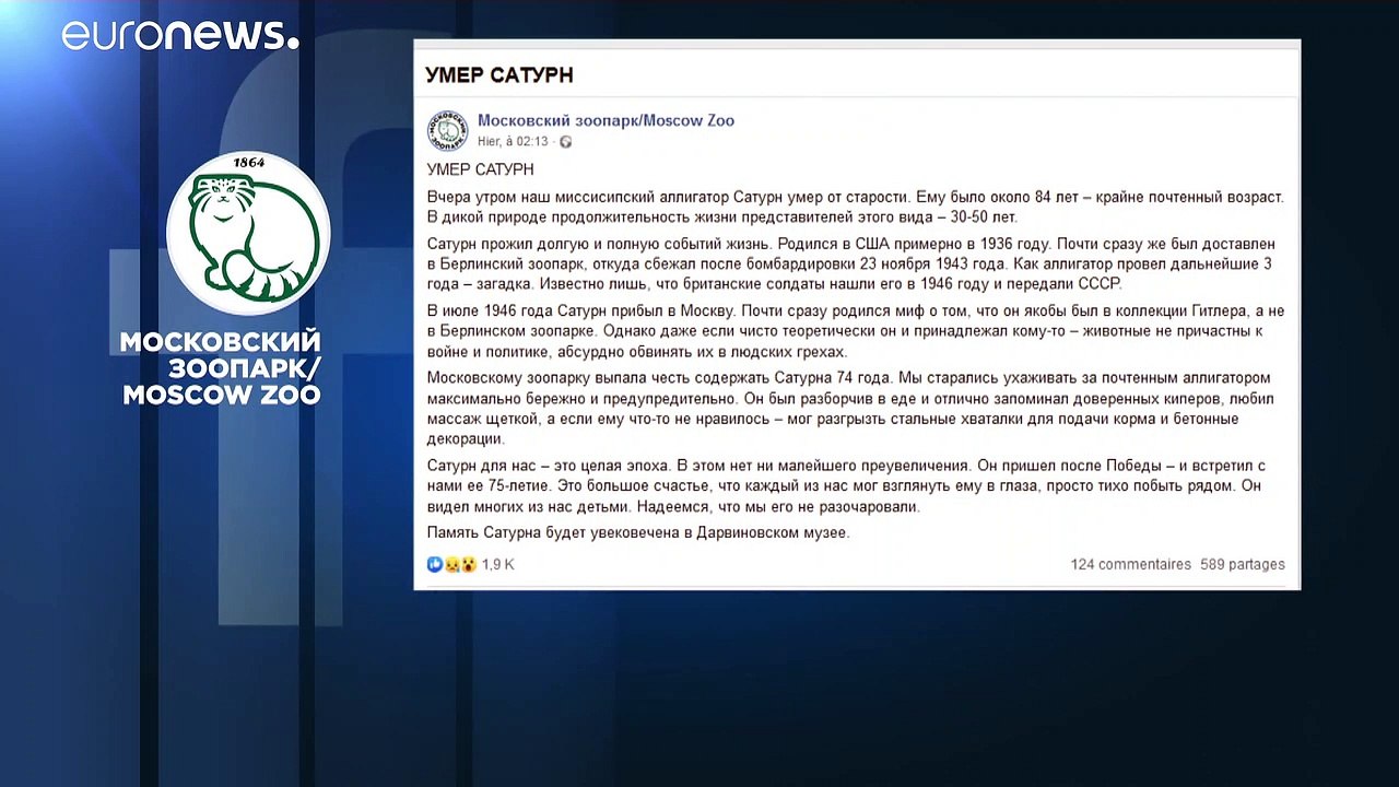 'Hitlers Leiballigator' (84) in Moskau gestorben