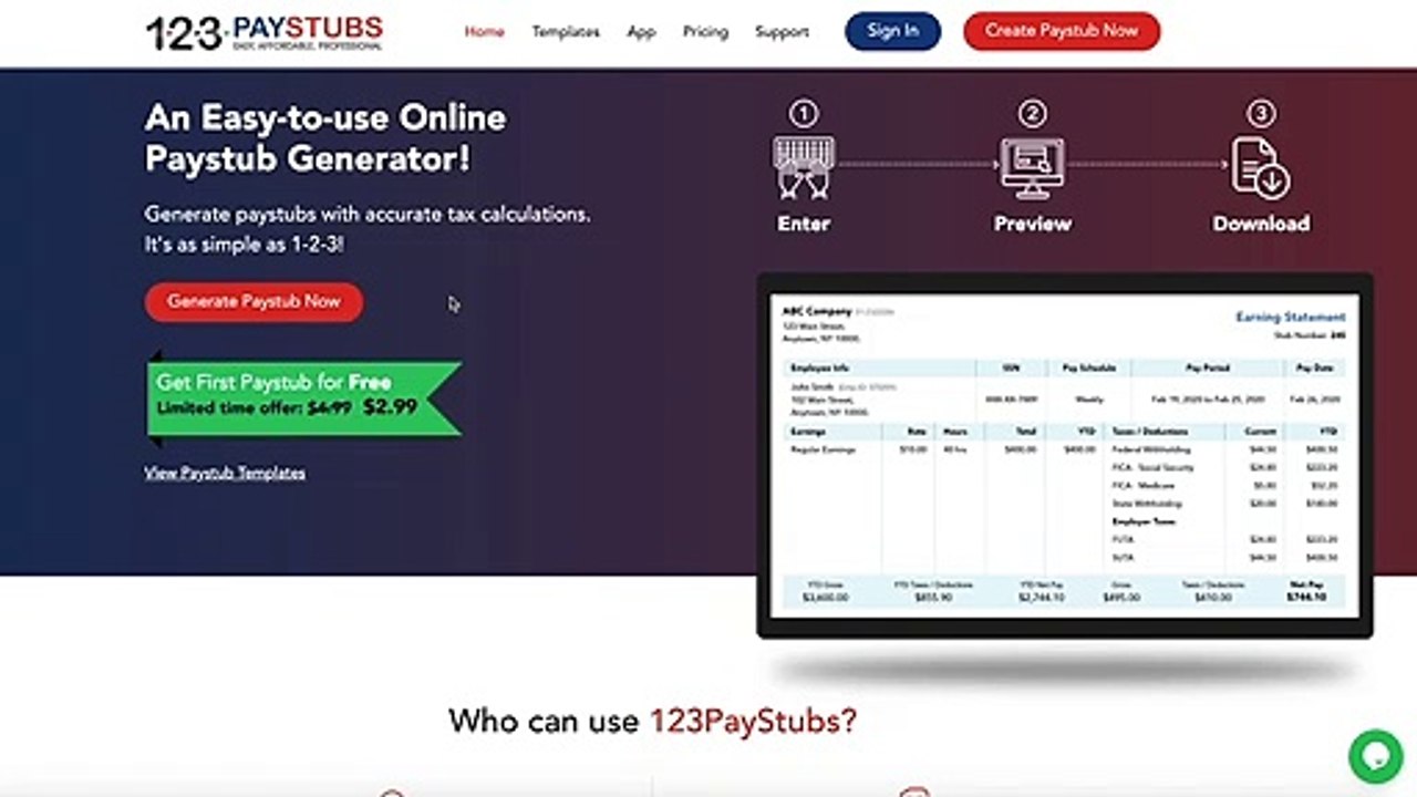 Generate Pay Stubs with accurate calculations