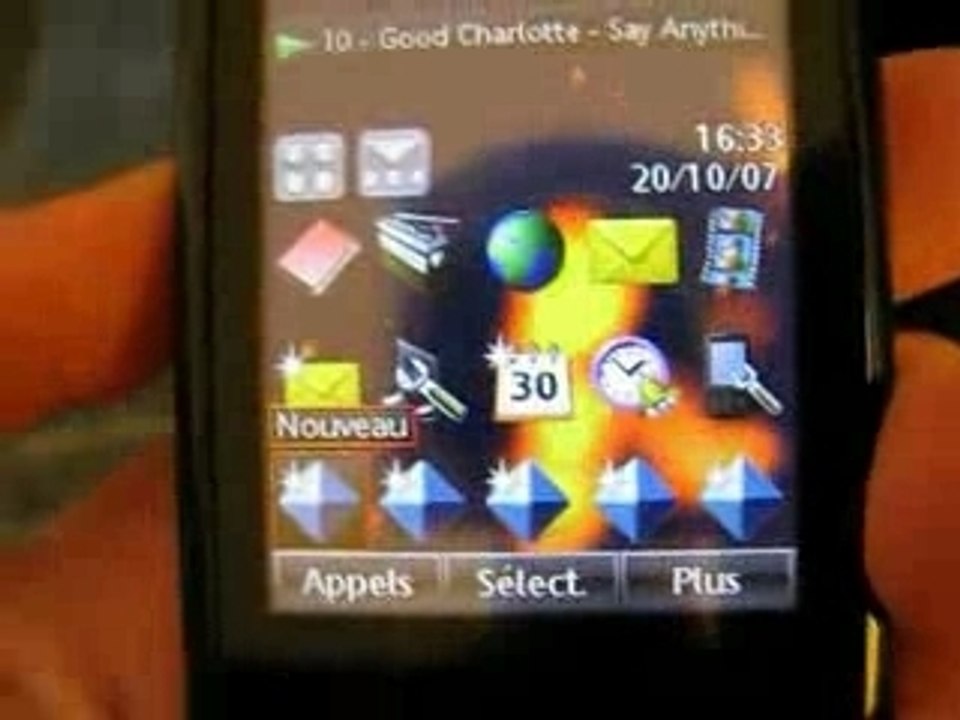 Menu des raccourcis du SE w960