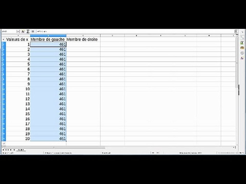 Utiliser un tableur pour chercher des solutions d'une équation