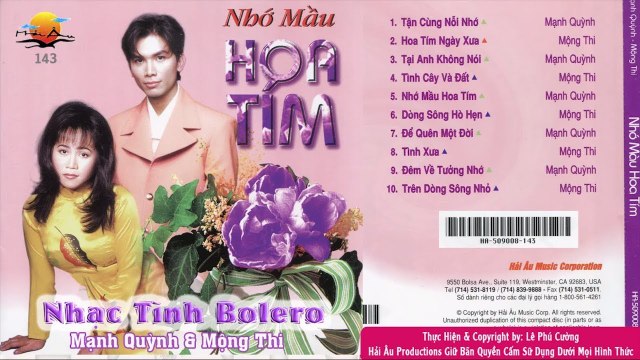 MẠNH QUỲNH, MỘNG THI - NHẠC TÌNH BOLERO HẢI NGOẠI XƯA THỜI KỲ ĐỈNH CAO ALBUM NHỚ MÀU HOA TÍM