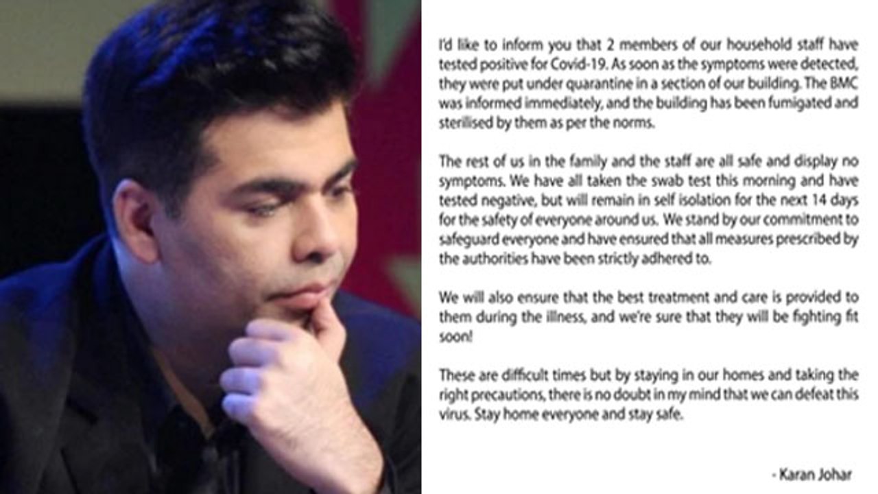 Karan Johar's household staff test positive for COVID-19;Check out | FilmiBeat