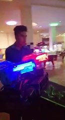 Enjoying video game with friend