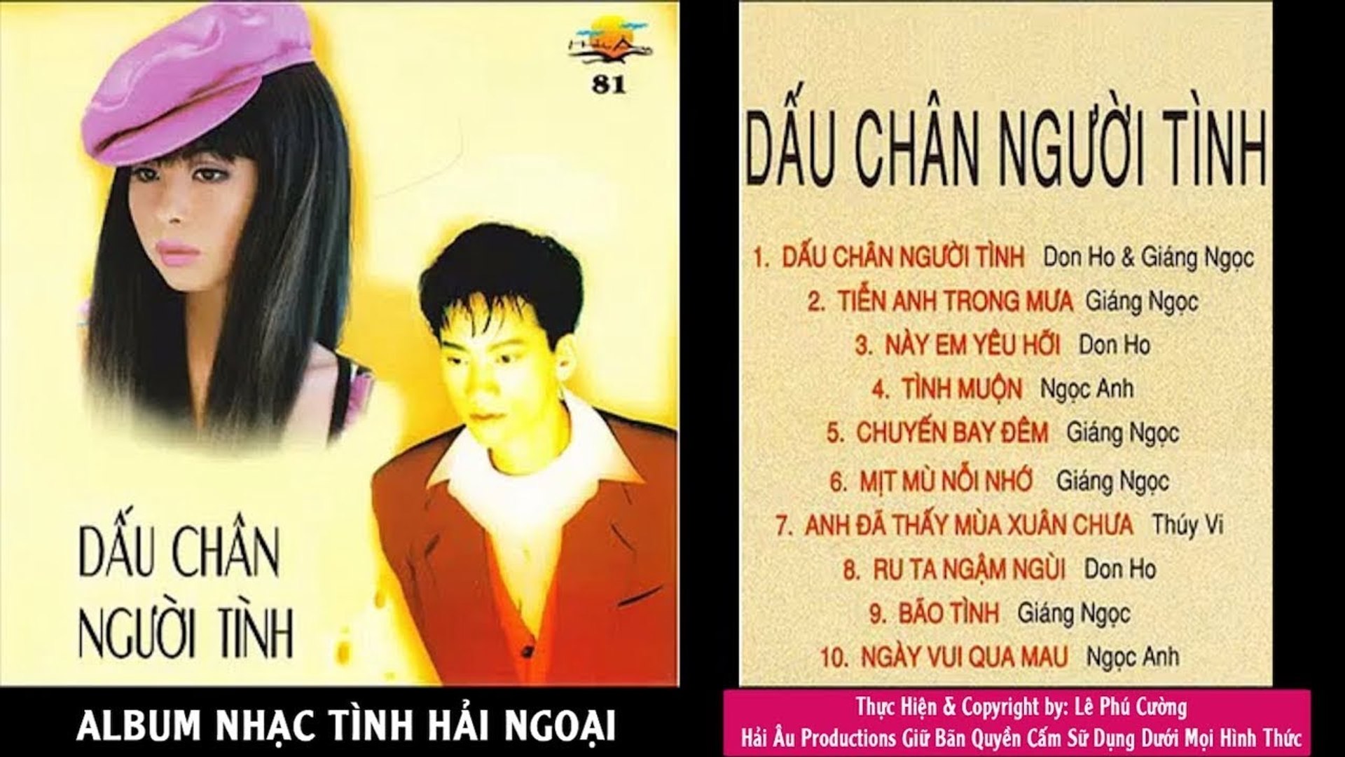 NHẠC TÌNH HẢI NGOẠI THẬP NIÊN 90  ALBUM DẤU CHÂN NGƯỜI TÌNH TIẾNG HAT DON HỒ, GIÁNG NGỌC, THÚY VI