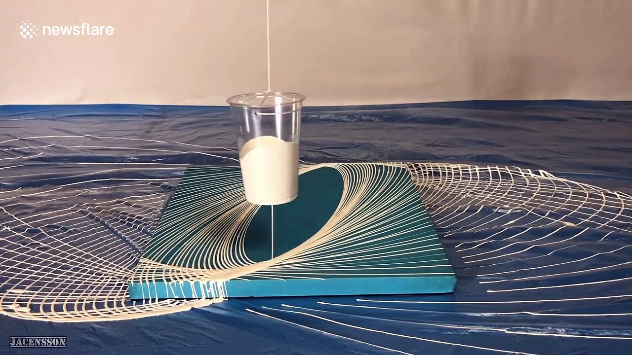 Artwork created using method of dripping pendulum on canvas