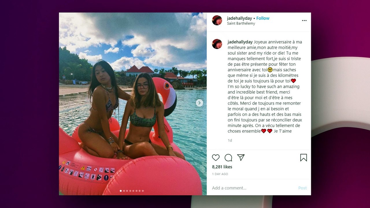 Jade Hallyday reprise sur Instagram à cause de poses pas de son âge