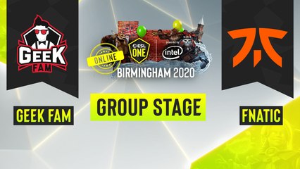 Dota2 - Fnatic vs. Geek Fam - Game 2 - ESL One Birmingham 2020 - Group Stage - SEA