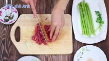 Cách nấu cháo thịt bò măng tây cho bé ăn dặm bằng nồi nấu cháo chậm