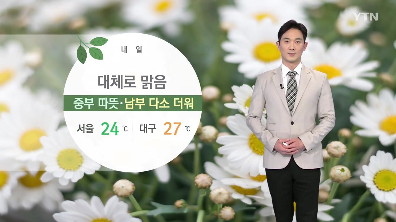 [날씨] 대체로 맑음...중부 따뜻·남부 다소 더워 / YTN