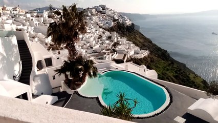 SANTORINI ISLAND VILLAGE IMEROVIGLI  WALKING TOUR [4K]