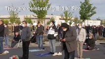 Muslims perform socially distanced Eid prayers at German IKEA parking lot
