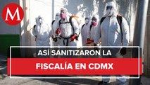 Desinfectan inmediaciones de Fiscalía de CdMx por covid-19
