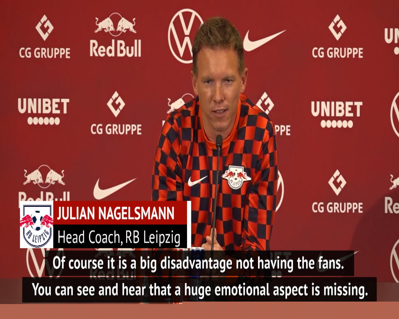 Playing without fans 'a huge disadvantage' - Leipzig coach Nagelsmann
