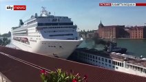 Cruise ship crashes into dock and tourist boat in Venice