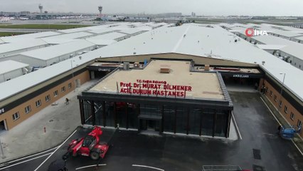 Yeşilköy’deki pandemi hastanesine tabelası asıldı