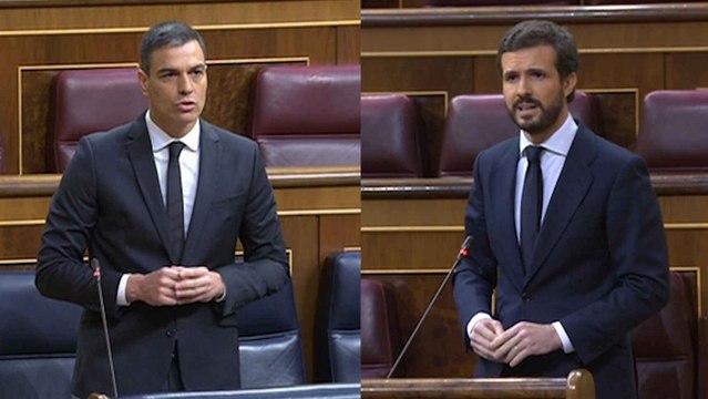 Intervenciones de Casado y Sánchez en la sesión de control al Gobierno