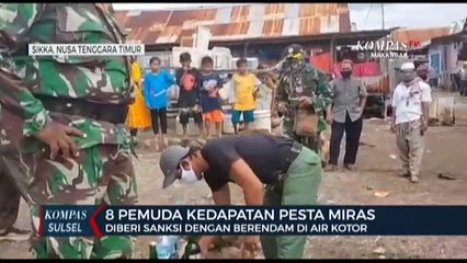 8 Pemuda Kedapatan Pesta Miras, Diberi Sanksi Dengan Berendam Di Air Kotor