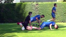 Entrenamiento de los jugadores de Osasuna en las instalaciones de Tajonar