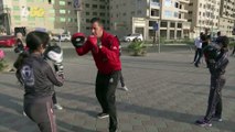 Young Female Boxers Train on Gaza Beach to Avoid Indoor COVID-19 Exposure!