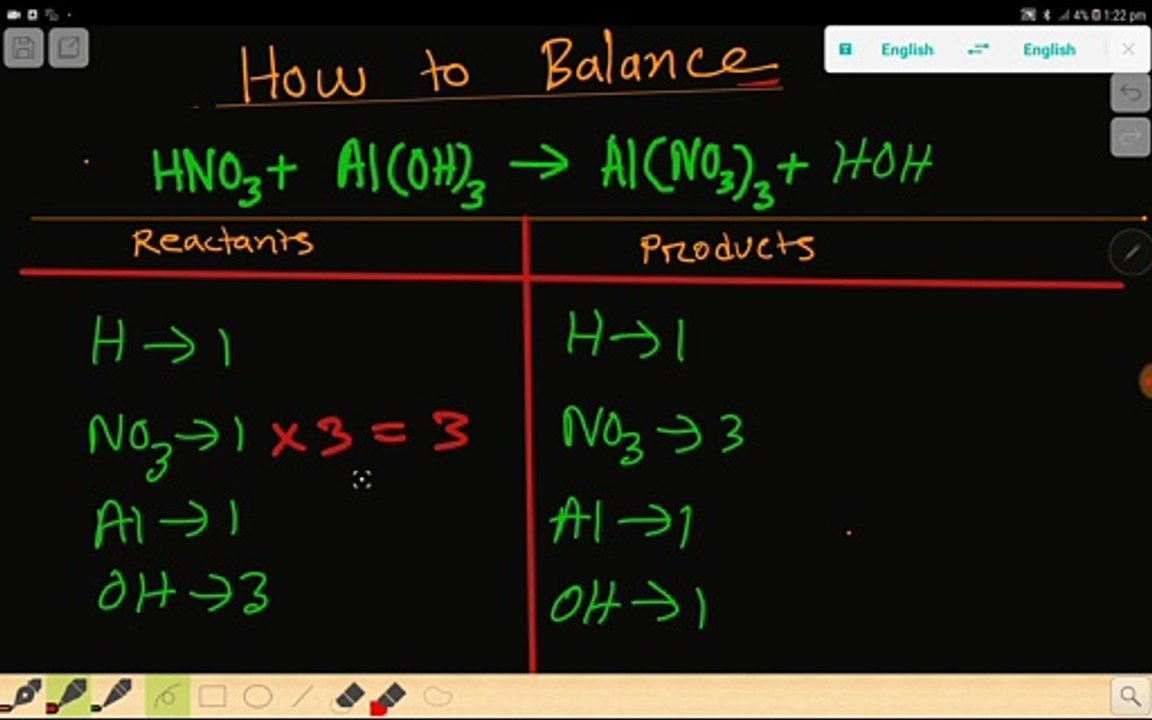 How to Balance HNO3 + Al(OH)3 = Al(NO3)3 + H2O,How to Balance Nitic acid + Aluminum hydroxide,How to Balance Nitic acid + Aluminum hydroxide + Aluminum nitrate + water,balancing HNO3 + Al(OH)3 = Al(NO3)3 + H2O,HNO3 + Al(OH)3 = Al(NO3)3 + H2O balanced equa