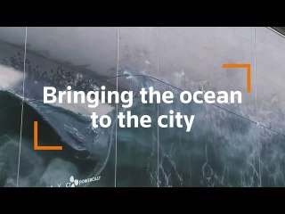 Art installation brings ocean waves to city