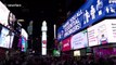 New York crowd disappointed after Times Square billboards go dark