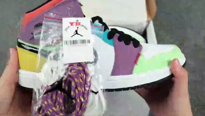 Air Jordan Series Shoes on Discount丨Air Jordan 1 Mid Multi-Color Swoosh Phantom (GS)丨