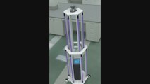 Un robot con luz ultravioleta, desinfección eficiente para transporte público